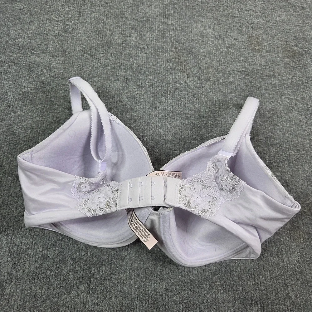 Victoria Secret Body By Victoria‎ Lined Demi Purple Bra Silver Lace Size 32DDD